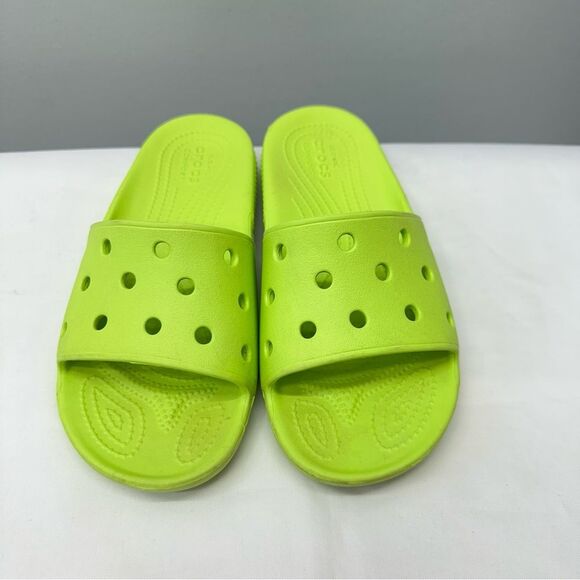 Crocs Kids Lime Bright Green Slides Sandals boys 3 - Picture 2 of 6